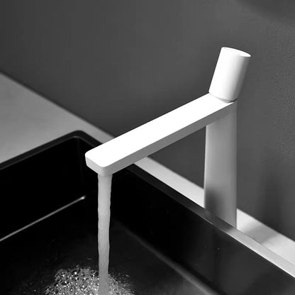 Modern Single-Hole Bathroom Faucet, Single-Handle Brass Basin Faucet, Chrome / Matte Black / Gunmetal / Brushed Gold / Matte White