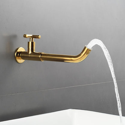 Wall-Mount Single-Handle Bathroom Faucet, Brass Sink Faucet with Swivel Spout / Cross Handle, Matte Black / Antique Brass / Chrome / Polished Gold / Gunmetal / Stainless Steel / Polished Brass