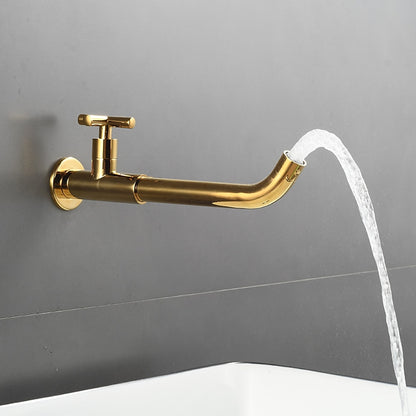 Wall-Mount Single-Hole Bathroom Faucet, Single Cross Handle Swivel Spout Faucet, Antique Brass / Matte Black / Chrome / Matte White / Polished Gold / Gunmetal