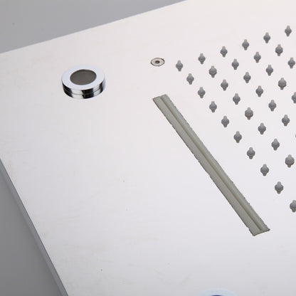 LED Waterfall Rainfall Complete Shower System, Ceiling-Mounted Chrome Shower Faucet with Handheld Shower