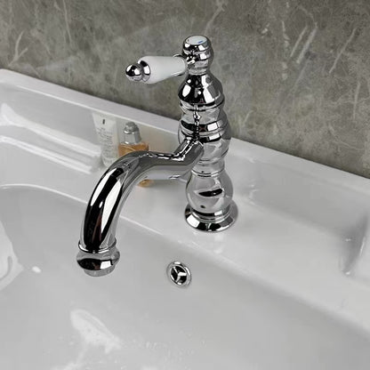 Vintage Single-Hole Bathroom Sink Faucet, Single-Handle Brass Faucet, Polished Gold / Chrome