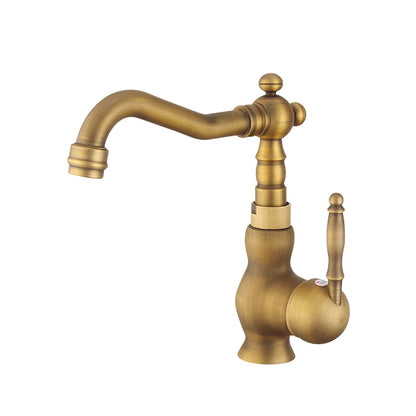 360-Degree Swivel Vintage Bathroom Faucet, Single-Handle Brass Faucet, Antique Brass / Chrome / Polished Gold
