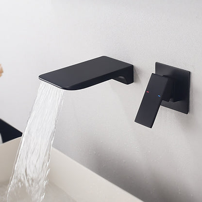 Matte Black Waterfall Wall-Mount Bathroom Faucet, Modern Single-Handle Sink Faucet