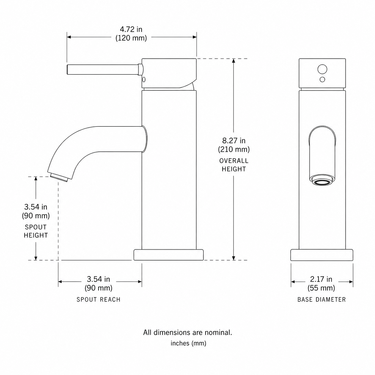 Minimalist Single Handle 1-Hole Bathroom Sink Faucet, Matte Black
