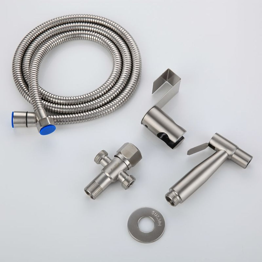 Stainless Steel Handheld Bidet Sprayer, Wall-Mount Bidet Faucet with Shower Hose / Bracket