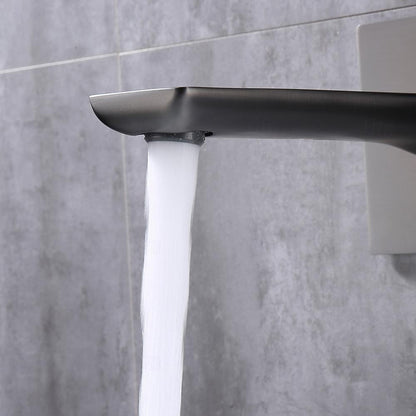 Modern Wall-Mount Bathroom Faucet, Single-Handle Brass Basin Faucet, Matte Black / Brushed Gold / Gunmetal