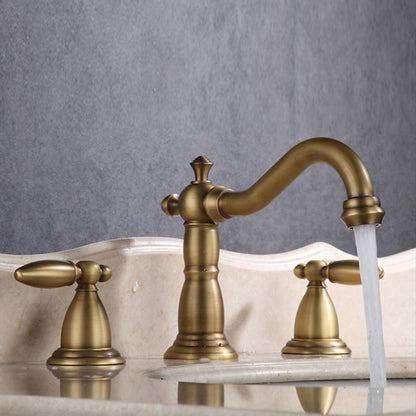 Vintage Widespread Bathroom Faucet, Double Handle Swivel Spout Faucet, Brushed Gold / Antique Brass / Matte Black / Chrome