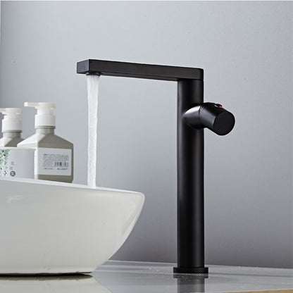 Matte Black Rotatable Spout Tall Vessel Faucet, Modern Single-Hole Single-Handle Bathroom Faucet