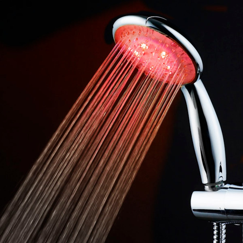 Chrome LED Handheld Shower Head, ABS Jet / Rainfall Spray Hand Shower