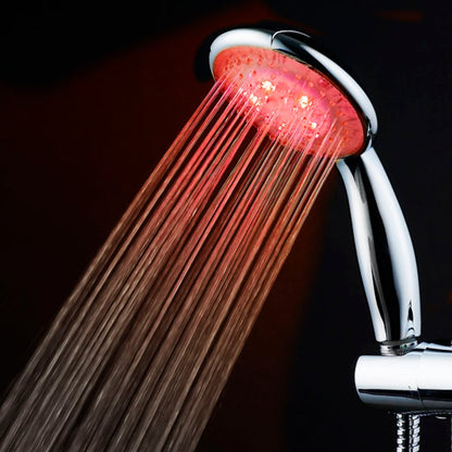 Chrome LED Handheld Shower Head, ABS Jet / Rainfall Spray Hand Shower