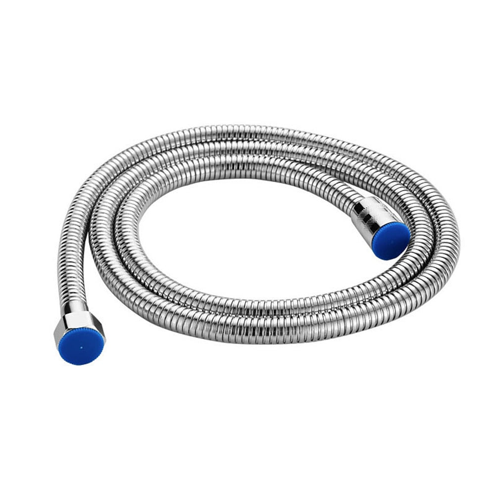 Flexible Stainless Steel Shower Hose, Bathroom Plumbing Extension Pipe, Silver / Black