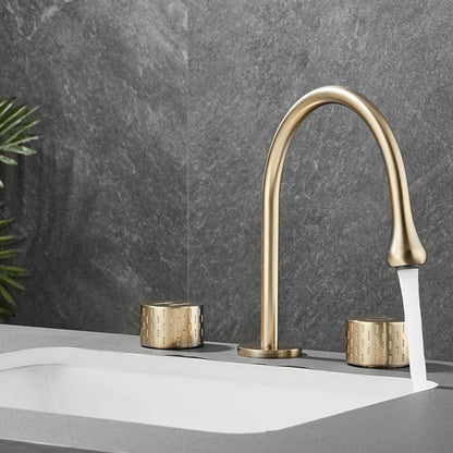 360-Degree Swivel Modern Bathroom Sink Faucet, 3-Hole Widespread Brass Faucet, Gunmetal / Matte Black / Brushed Gold / Chrome
