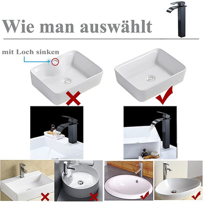 Waterfall Single-Hole Bathroom Faucet, Modern Single-Handle Vessel Sink Faucet, Matte Black / Polished Gold