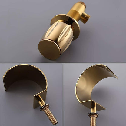 Waterfall Bathroom Faucet, Modern 3-Hole Widespread Dual-Handle Faucet, Polished Gold / Matte Black