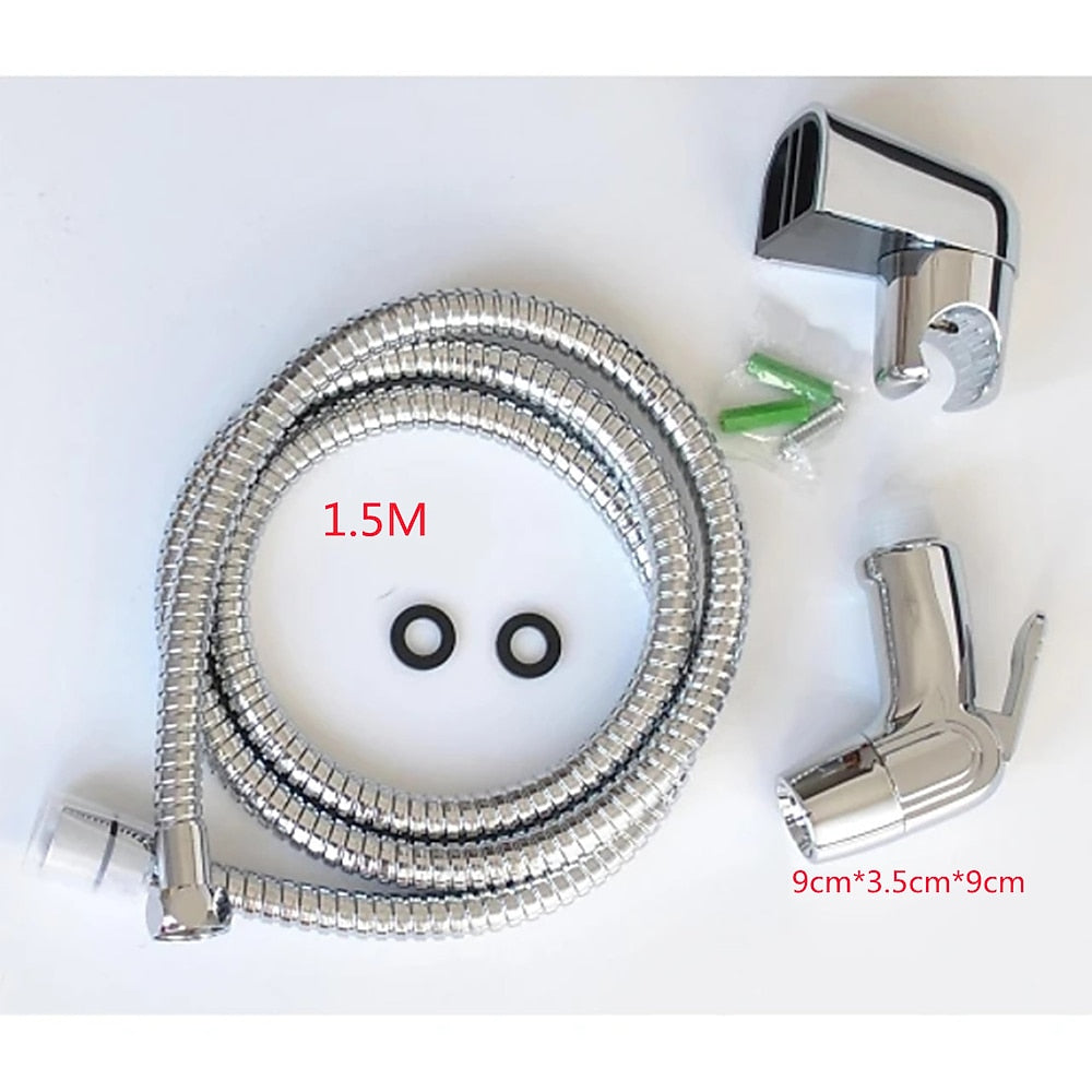 Chrome Handheld Bidet Sprayer, Single-Handle Wall-Mount Toilet Faucet with Hose / Bracket