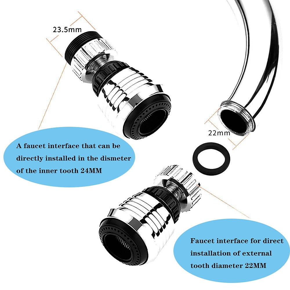 360-Degree Swivel Faucet Aerator, Dual Spray Mode Faucet Sprayer, Chrome / Matte Black