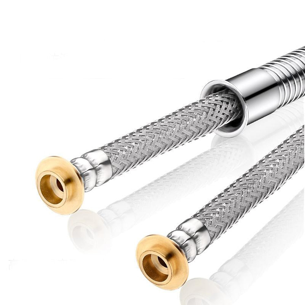 Kink-Free Flexible Handheld Shower Hose, 360-Degree Swivel Replacement Shower Tube, Chrome / Matte Black / Matte White / Stainless Steel