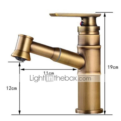 Traditional Single-Hole Bathroom Faucet, Single-Handle Pull-Out Faucet, Oil-Rubbed Bronze / Antique Brass