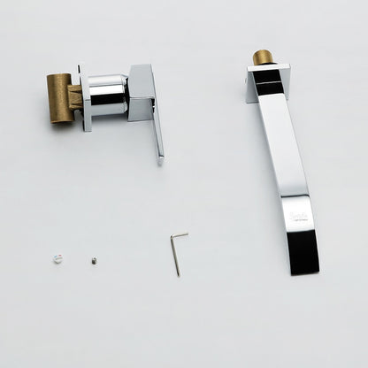 Waterfall Chrome Wall-Mount Bathroom Faucet, Single-Handle Brass Basin Faucet