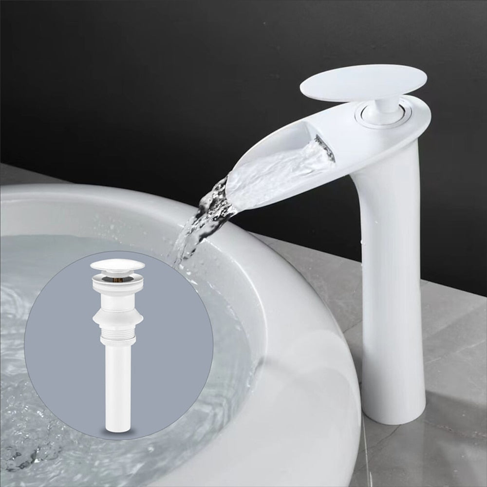 Waterfall Vessel Bathroom Faucet, Modern Single-Handle Single-Hole Tall Basin Faucet