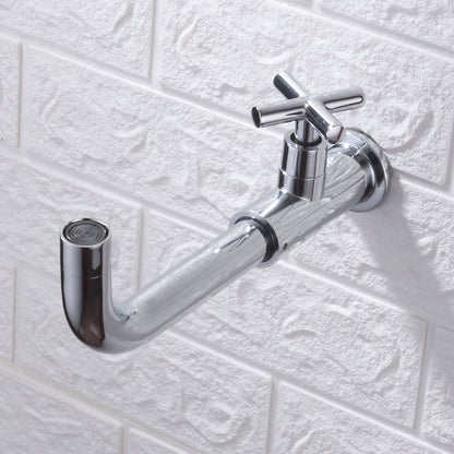 Modern Wall-Mount Swivel Spout Faucet, Single Cross Handle Cold Only Bathroom Faucet, Brushed Gold / Chrome / Gunmetal