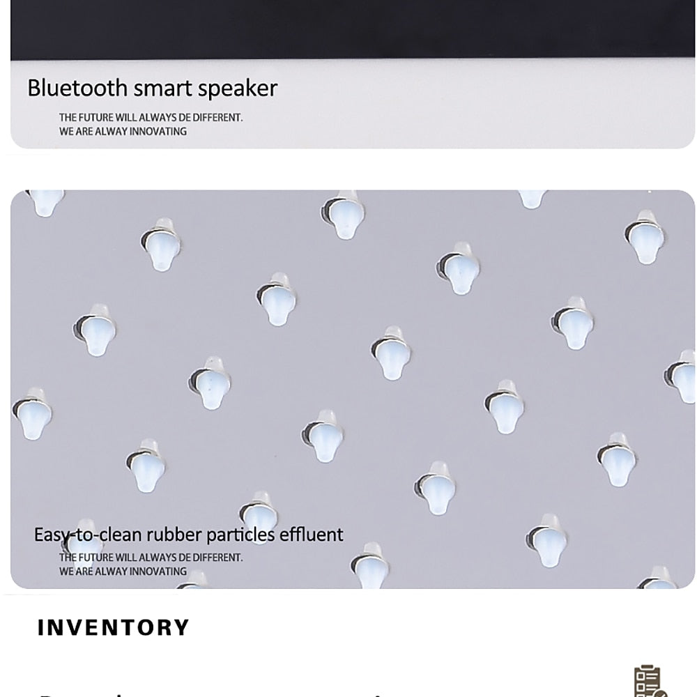 Modern LED Rainfall Waterfall Shower Head, Ceiling-Mounted Stainless Steel Chrome Shower Head with Bluetooth Speaker