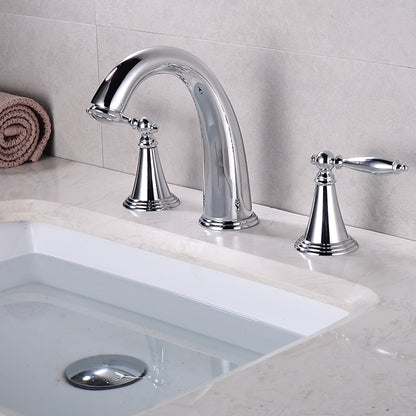 Vintage Widespread Bathroom Faucet, Double Handle 3-Hole Faucet
