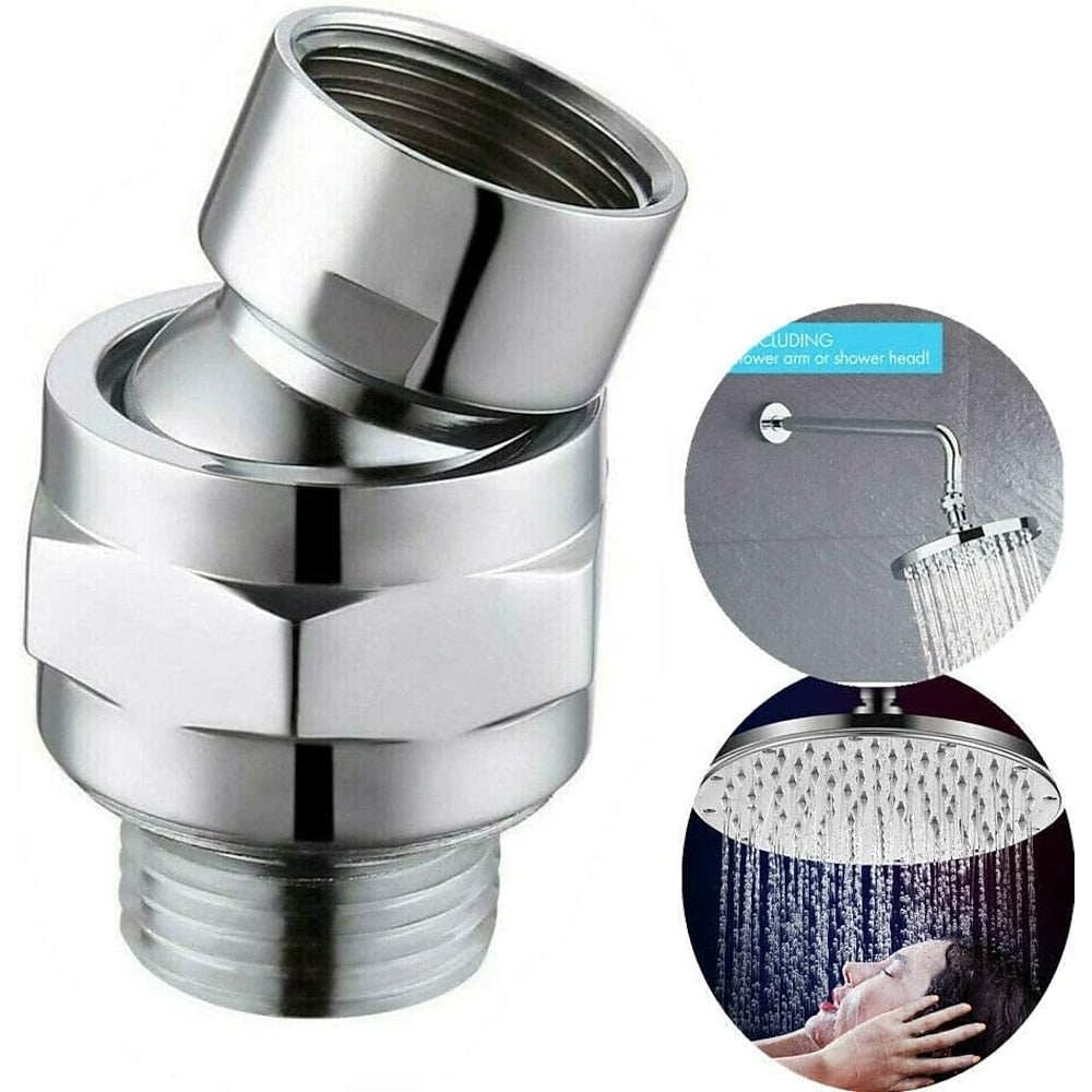 Chrome Modern Brass Swivel Ball Joint Shower Head Adapter, Angle Adjustable Shower Head Adapter