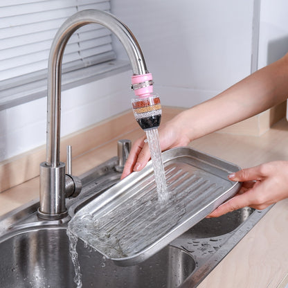 Multi- Six-Layer Faucet Water Filter, Adjustable Splash-Proof Tap Purifier Attachment for Kitchen / Bathroom