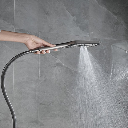 LED Waterfall Wall-Mount Tub Filler Faucet, Dual-Handle Bathroom Tub Faucet with Handheld Shower, Matte Black / Gunmetal / Matte White