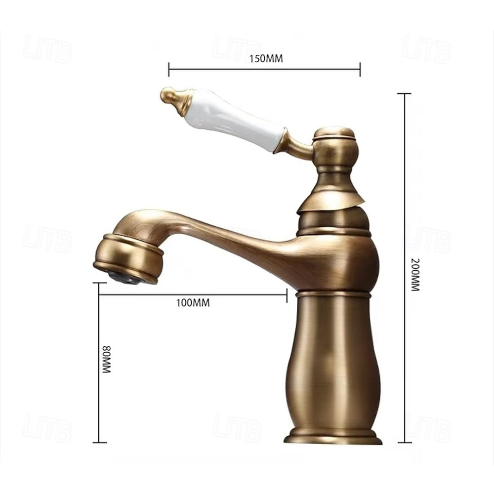 Traditional Single-Hole Bathroom Faucet, Single-Handle Brass Faucet