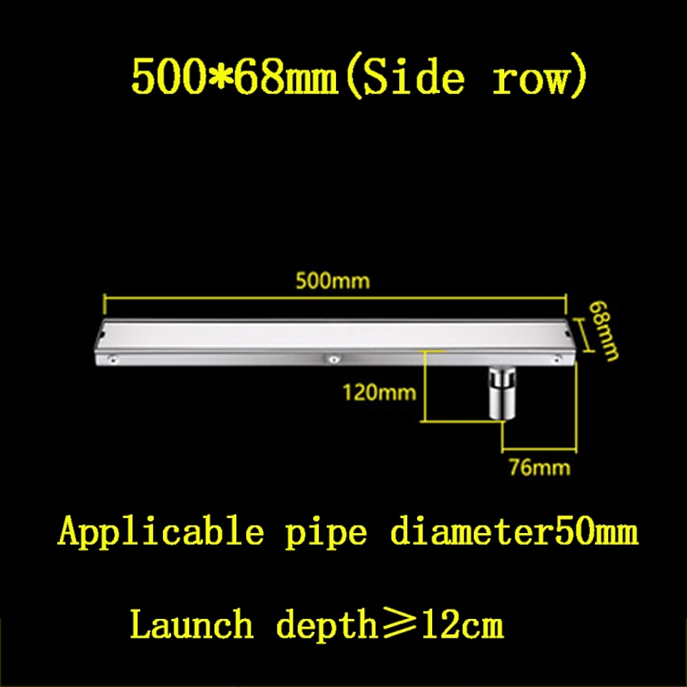 Stainless Steel Modern Tile Insert Linear Shower Drain, Rectangle Floor Drain with Removable Cover