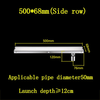 Stainless Steel Modern Tile Insert Linear Shower Drain, Rectangle Floor Drain with Removable Cover