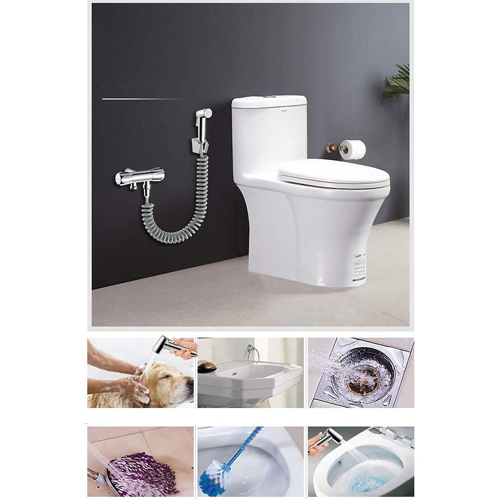 Electroplated ABS Handheld Bidet Sprayer, Self-Cleaning Toilet Faucet with PVC Hose / Valve