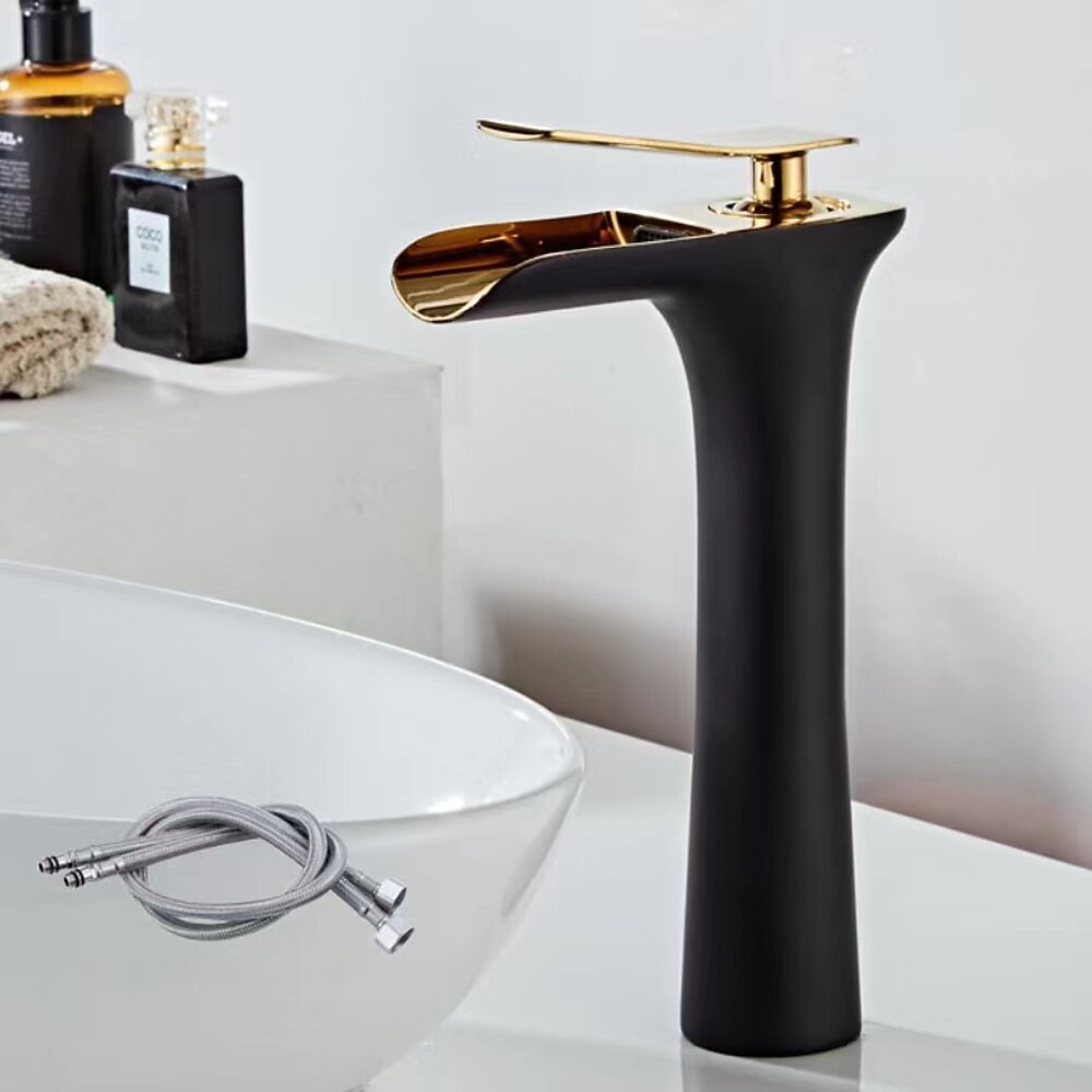 Waterfall Bathroom Faucet, Modern Single-Handle Single-Hole Faucet