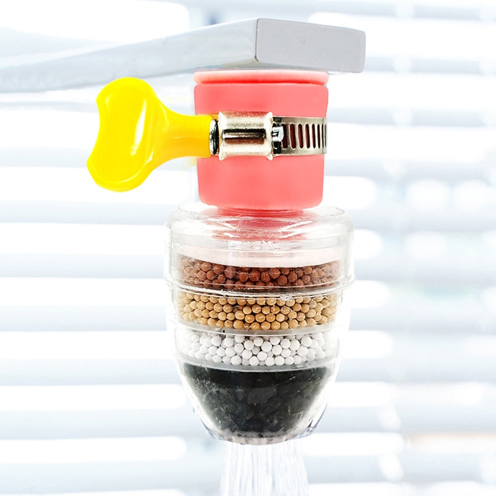 Multi- Six-Layer Faucet Water Filter, Adjustable Splash-Proof Tap Purifier Attachment for Kitchen / Bathroom
