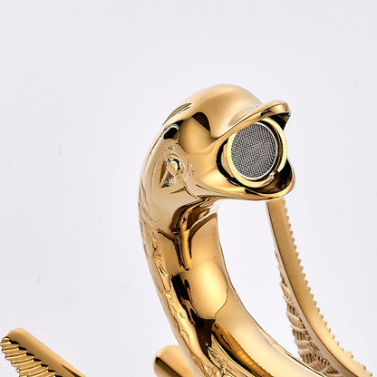 Swan Design Single-Hole Bathroom Faucet, Single-Handle Deck-Mount Brass Faucet