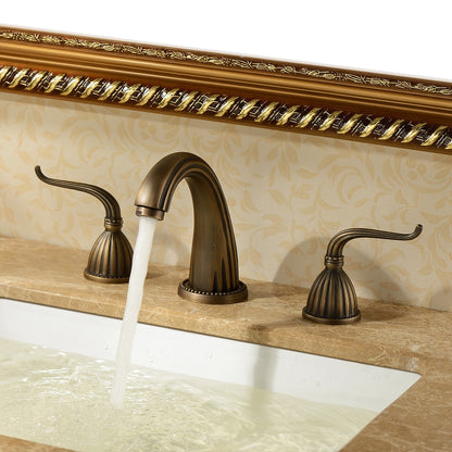 Vintage 3-Hole Widespread Bathroom Sink Faucet, Two-Handle Brass Faucet with High Arc Spout, Antique Brass / Oil-Rubbed Bronze