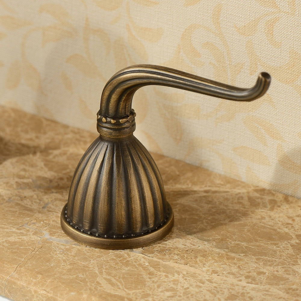 Vintage 3-Hole Widespread Bathroom Sink Faucet, Two-Handle Brass Faucet with High Arc Spout, Antique Brass / Oil-Rubbed Bronze