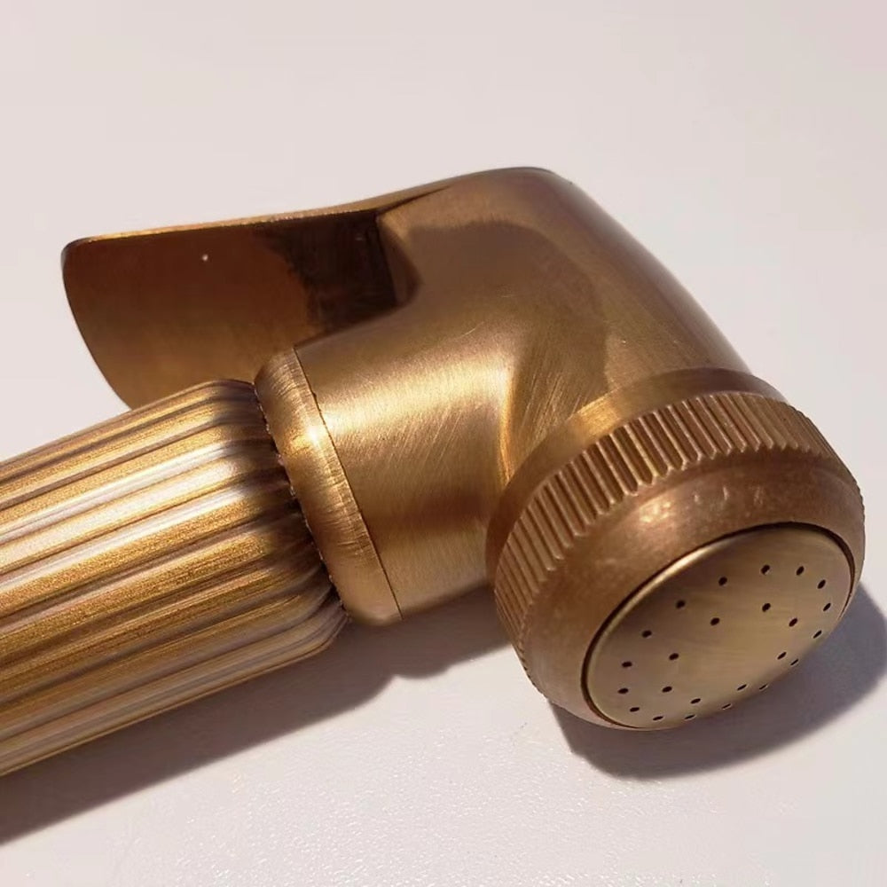 Self-Cleaning Antique Copper Handheld Bidet Sprayer, Wall-Mount Toilet Shattaf Sprayer with Hose