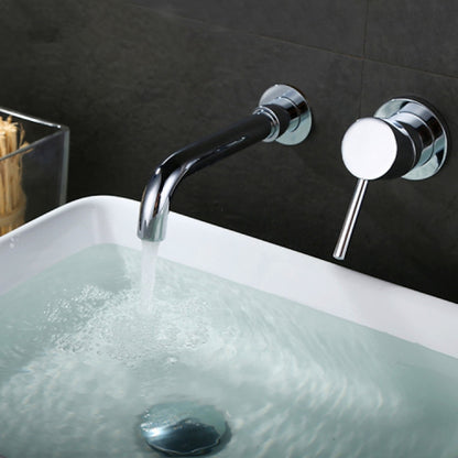 Chrome Wall-Mount Bathroom Sink Faucet, Single-Handle Brass Basin Faucet