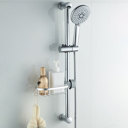 Modern Aluminum Faucet Storage Rack, Clamp-On Sink Caddy Organizer with Integrated Hooks, Black / Silver