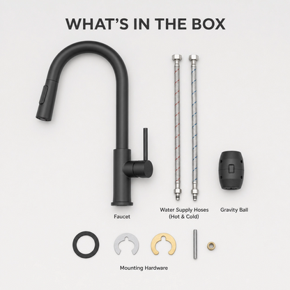 Modern Single Handle 1-Hole Pull-Down Kitchen Faucet, Matte Black