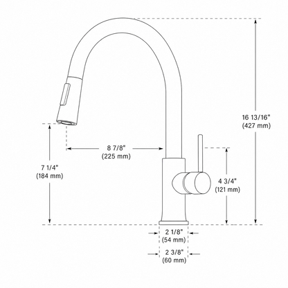 Modern Single Handle 1-Hole Pull-Down Kitchen Faucet, Matte Black