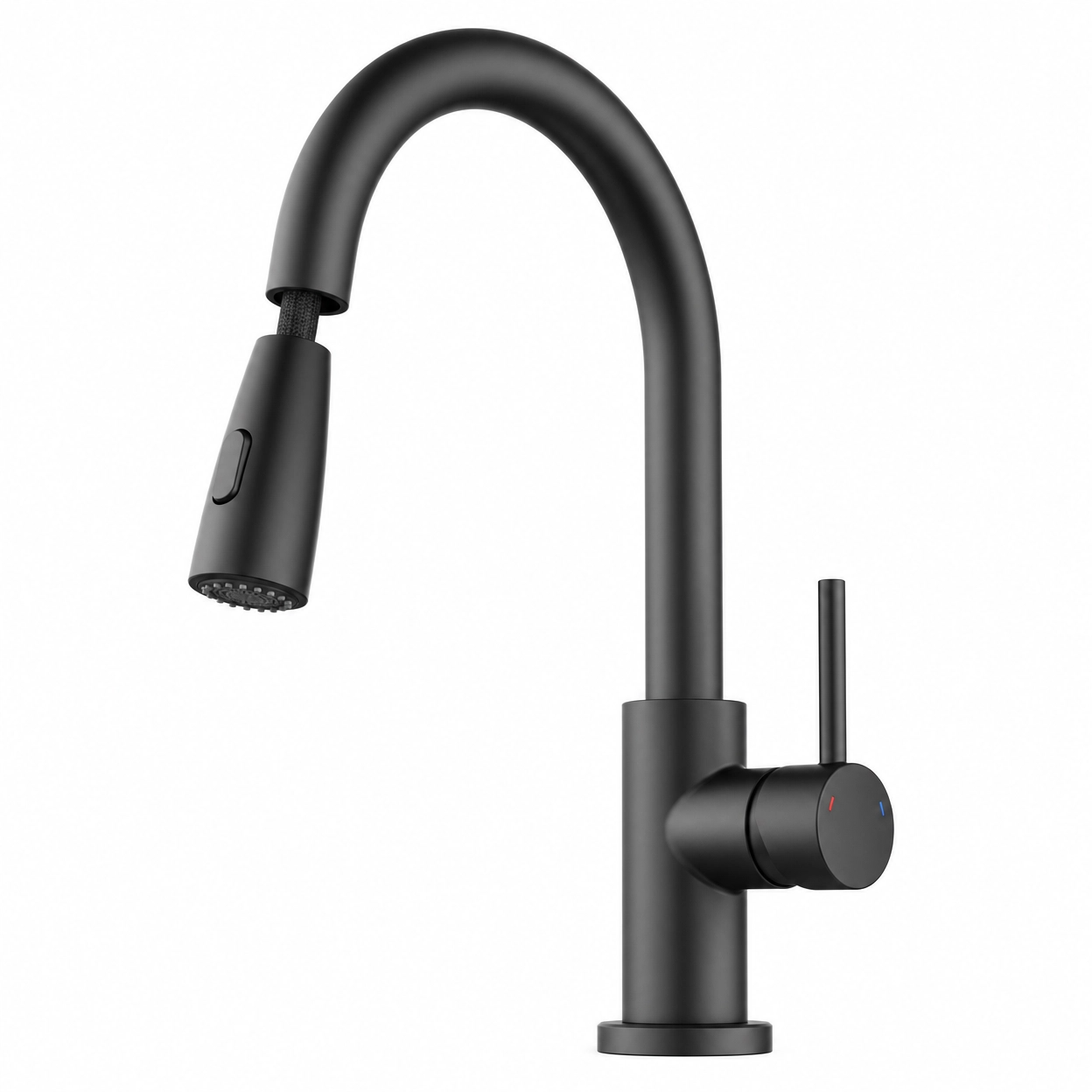 Modern Single Handle 1-Hole Pull-Down Kitchen Faucet, Matte Black