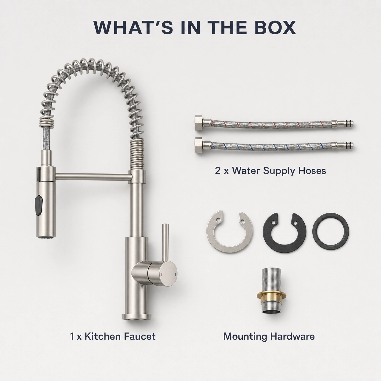 Industrial Single Handle 1-Hole Spring Spout Pull-Down Kitchen Faucet, Brushed Nickel