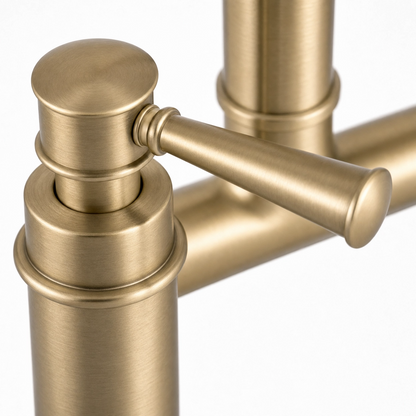 Traditional Two Handle 3-Hole Bridge Kitchen Faucet, Brushed Gold