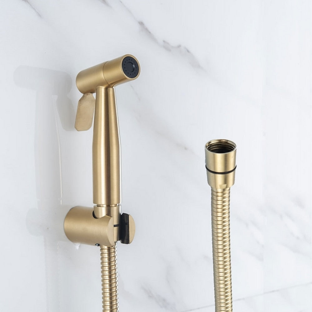 Brushed Gold Handheld Bidet Sprayer, Self-Cleaning Stainless Steel Faucet, Bathroom Bidet Faucet with Hose
