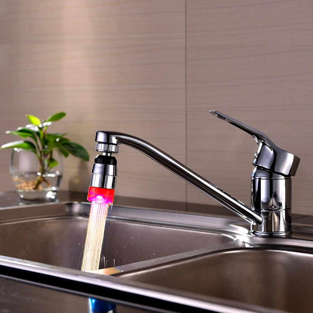 Chrome LED Faucet Aerator with Changing Light, Contemporary ABS Faucet Nozzle Attachment