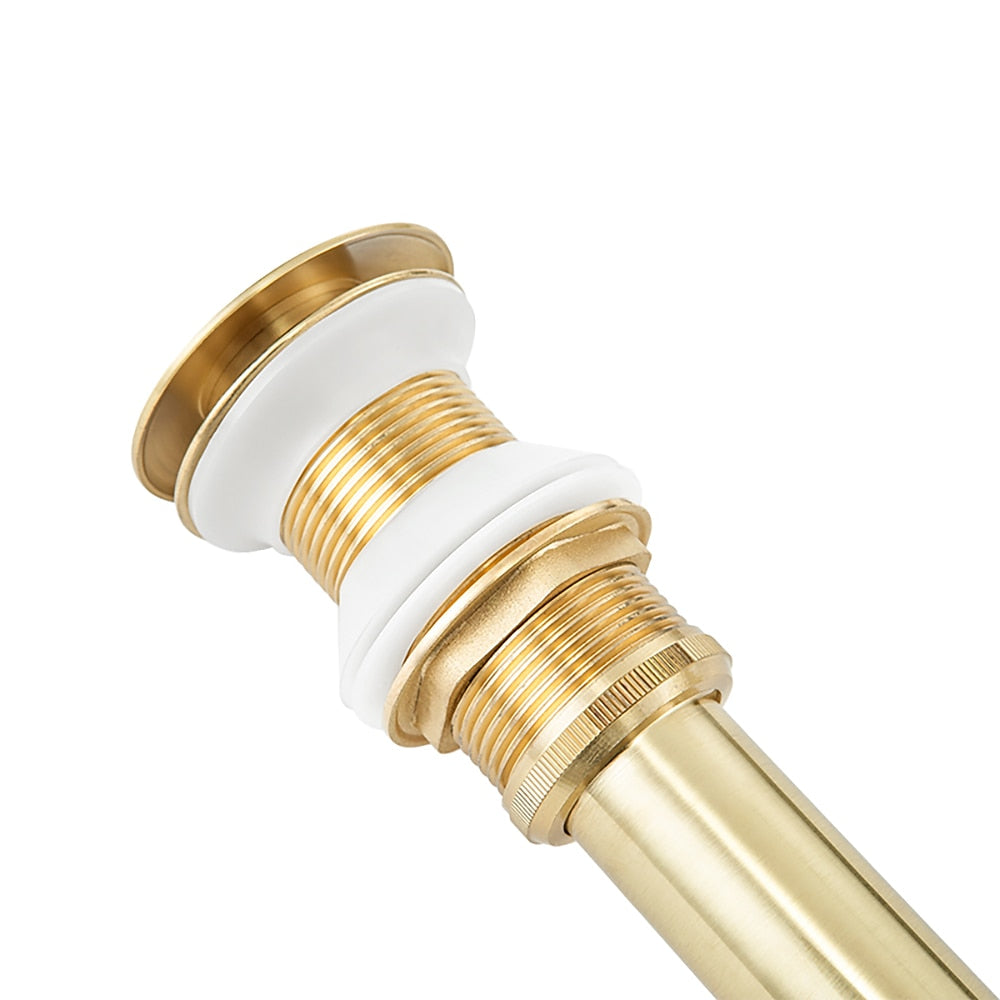 Brushed Gold Brass Pop-Up Sink Drain Stopper, Without Overflow Vessel Vanity Sink Drain